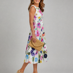 Juletta | Floral Print Sleeveless Round Neck Midi Dress