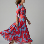Liasette | Cross Wrap Neck Midi Dress