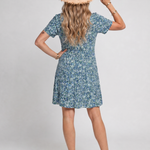 Hallia | Short Sleeve Tropical Print Knee Length Dress