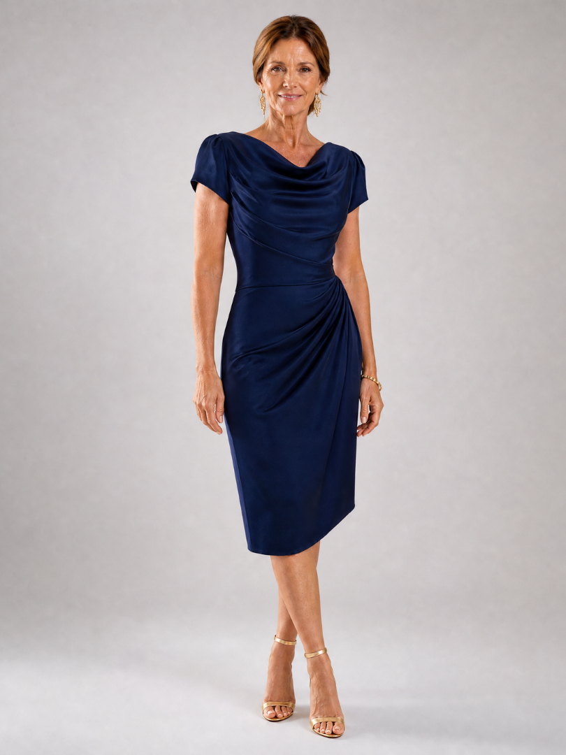 Elila | Draped Cap Sleeve Midi Dress