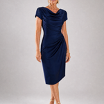 Elila | Draped Cap Sleeve Midi Dress