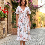Talvia | Floral Wrap Tie Midi Dress