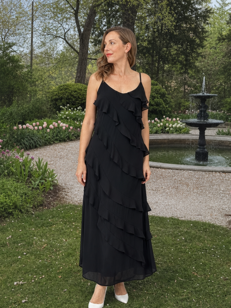 Wilda | Spaghetti Strap Layered Ruffle Detail Maxi Dress