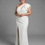Briada | One Shoulder Ruffle Slit Maxi Dress