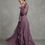 Sermae | Tie Neck Ruffle Tiered Maxi Dress