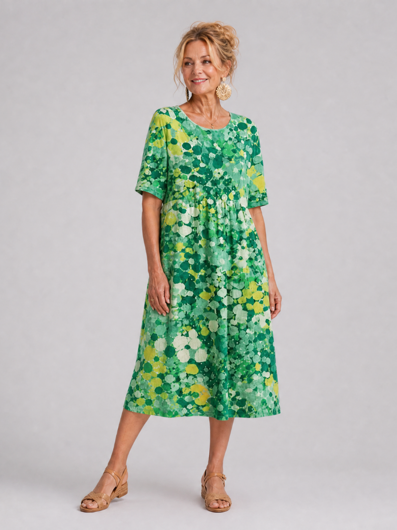 Dalnia | Printed Half Sleeve Midi Dress