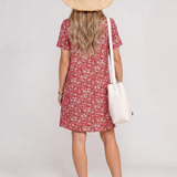 Taliawen | Short Sleeve Geometric Print Knee Length Dress