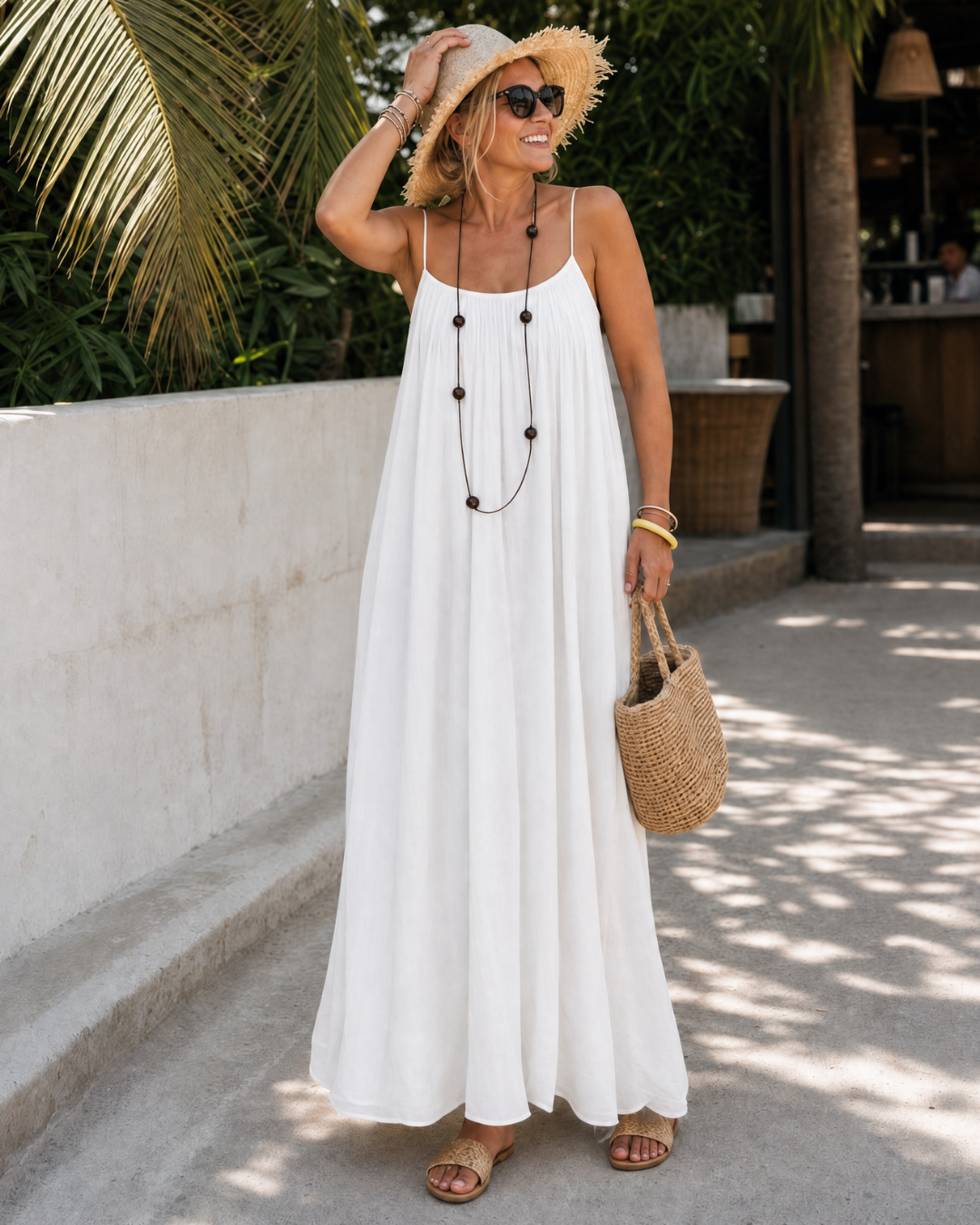 Mara | Flowing Sleeveless Strappy Relaxed Midi Dress