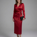 Corassa | Long Sleeve Wrap Tie Midi Dress