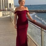 Marmarie | Off Shoulder Fitted Silhouette Midi Dress