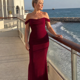 Marmarie | Off Shoulder Fitted Silhouette Midi Dress