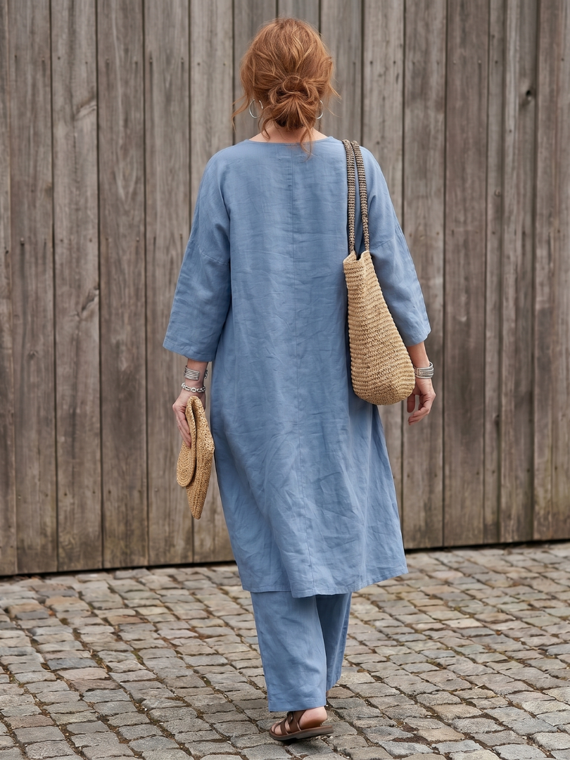 Penwynne | Loose Tunic Top Wide Leg Pant Set