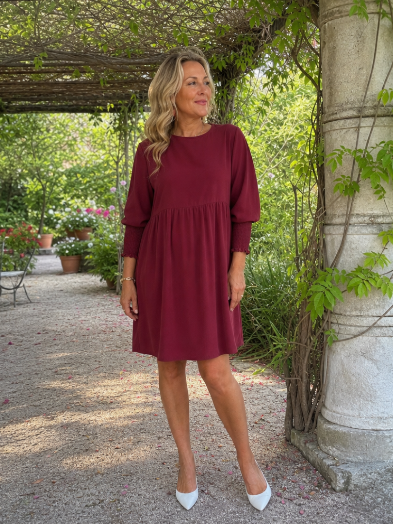 Gretawyn | Long Sleeve Smocked Cuffs Mini Dress