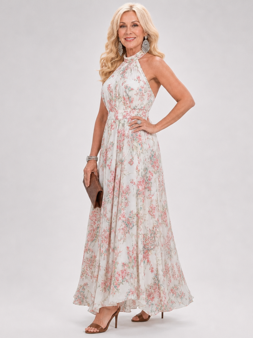 Solmae | Floral Print Flowing Skirt Midi Dress