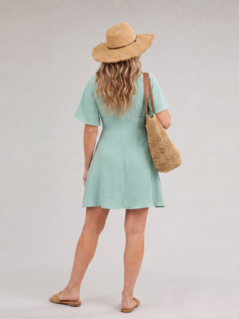 Surivia | Short Flutter Sleeve Flared Skirt Mini Dress
