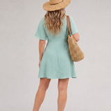 Surivia | Short Flutter Sleeve Flared Skirt Mini Dress