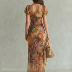 Talney | Ruffled Sleeve Ruched Slit Midi Dress