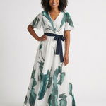 Nevna | Flutter Sleeve Belted Maxi Dress