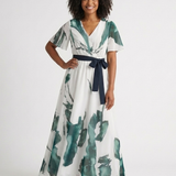 Nevna | Flutter Sleeve Belted Maxi Dress
