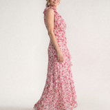 Julra | Ditsy Floral One Shoulder Ruffle Hem Midi Dress