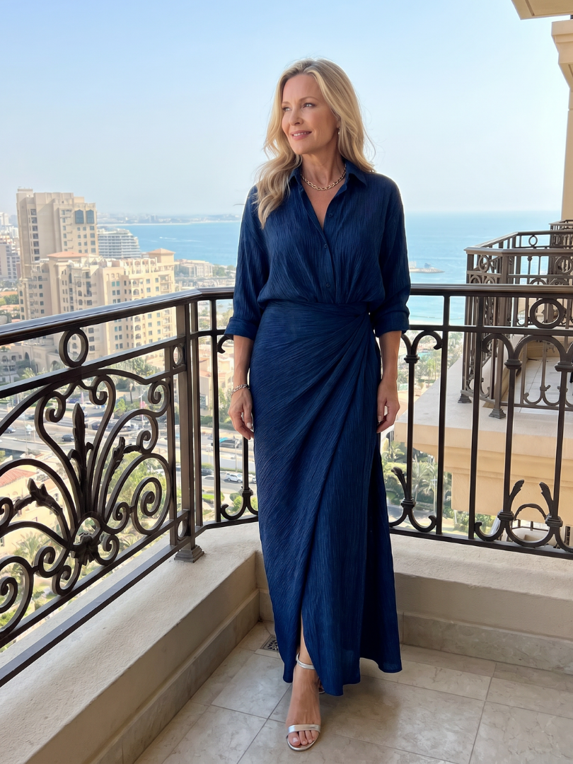 Orlavia | Long Sleeve Wrap Front Maxi Dress