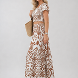 Hilalora | Short Flutter Sleeve Flared Skirt Midi Dress