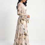 Kaldra | Long Sleeve Abstract Print Waist Maxi Dress