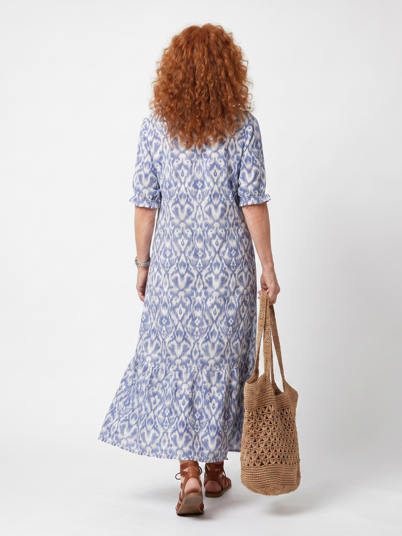 Delndra | Tassel Tie Neck Printed Midi Dress