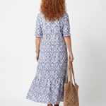 Delndra | Tassel Tie Neck Printed Midi Dress