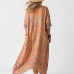 Serna | Notch Neck Printed Oversized Pocket Midi Dress