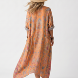 Serna | Notch Neck Printed Oversized Pocket Midi Dress