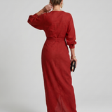 Senda | Long Sleeve Wrap Overlap Skirt Midi Dress