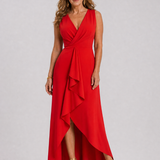 Camine | Sleeveless Wrap High Low Midi Dress
