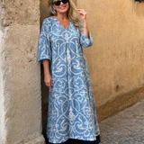 Verra | Vintage Scroll Print Soft Drape Midi Dress