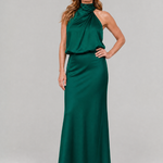 Taliana | Sleeveless Draped Neck Midi Dress