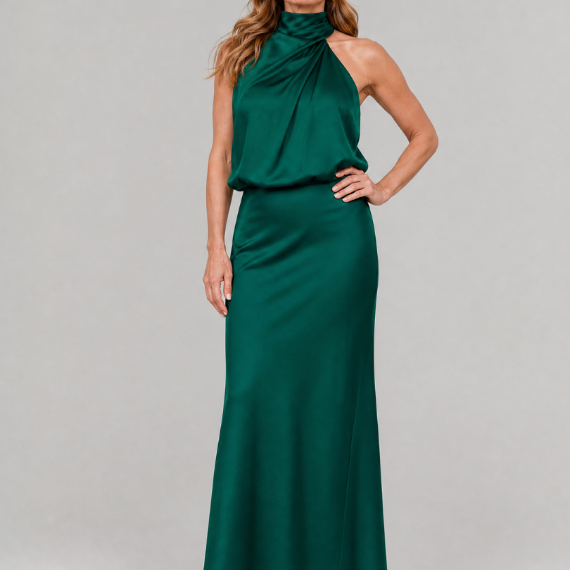 Taliana | Sleeveless Draped Neck Midi Dress