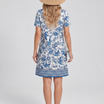 Hilada | Short Sleeve Geometric Print Knee Length Dress