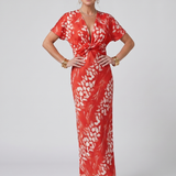 Claney | Short Sleeve Abstract Pattern Maxi Dress