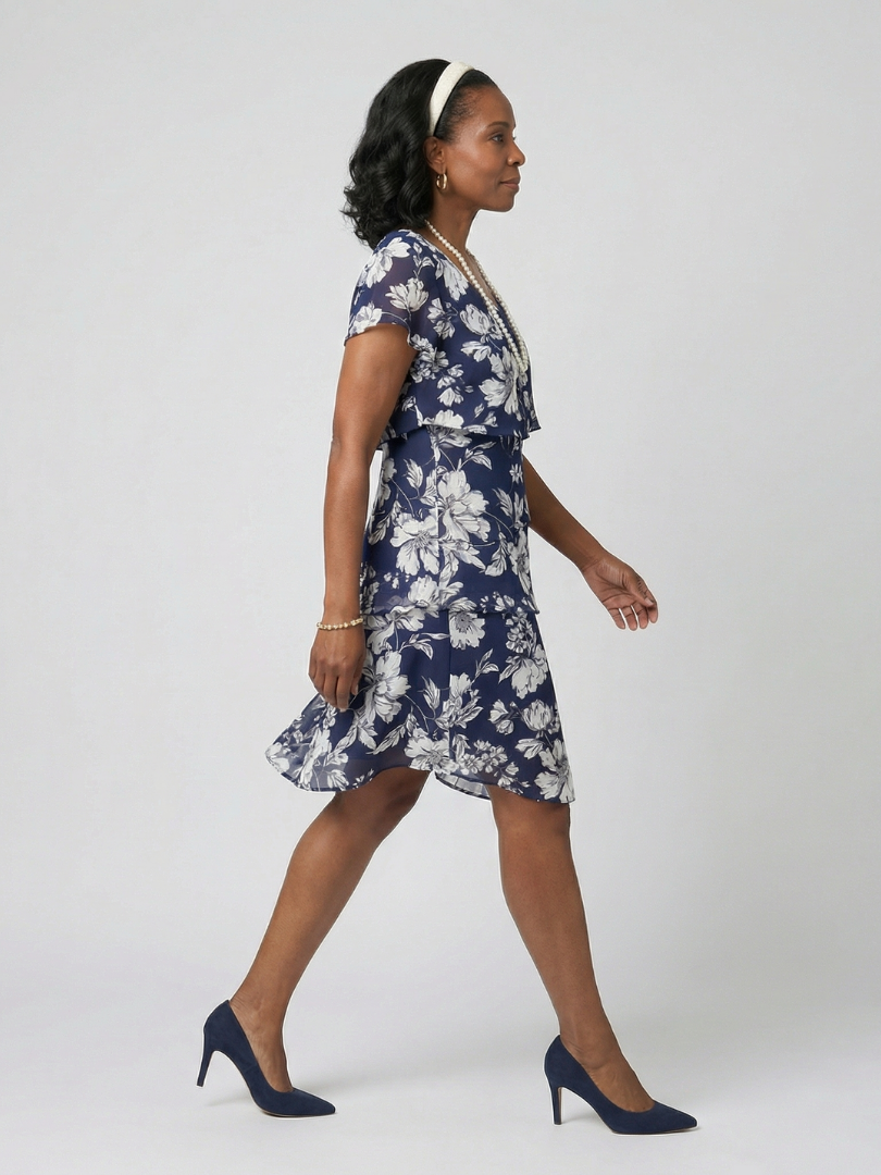 Camlia | Subtle Floral Knee Length Dress