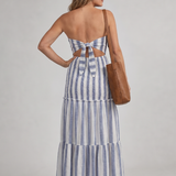 Sennasette | Strapless Tiered Stripe Skirt Midi Dress
