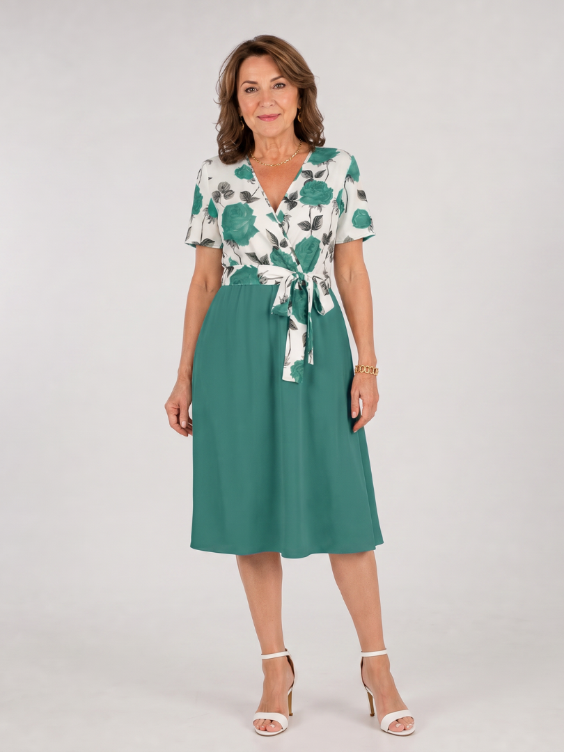 Valwen | Floral Tie Waist Midi Dress