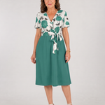 Valwen | Floral Tie Waist Midi Dress