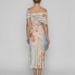 Eliwen | Soft Floral Off Shoulder Fitted Midi Dress