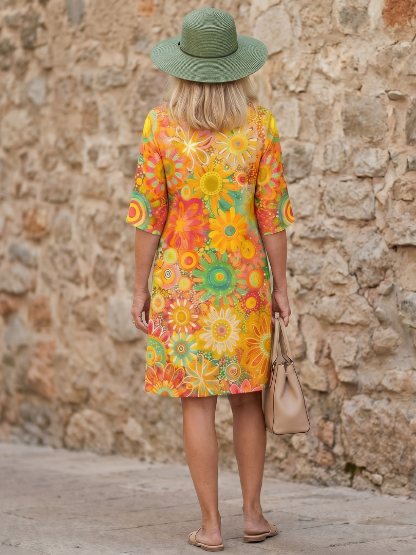 Milbelle | Multicolor Floral Pattern Knee Length Dress