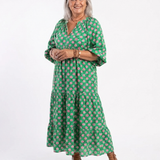 Tovada | Floral Print V Neck Tiered Midi Dress