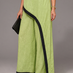 Tovarina | Contrast Trim Sleeveless Layered Top And Wide Leg Pants Set