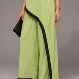 Tovarina | Contrast Trim Sleeveless Layered Top And Wide Leg Pants Set