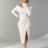 Vesrin | One Shoulder Draped Midi Dress