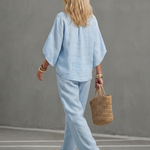 Frebeth | Button Front Relaxed Tunic Trouser Set
