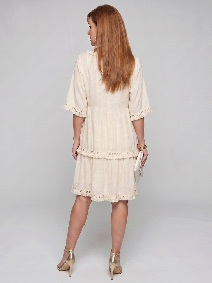 Magdala | Embroidered Detail Short Sleeve Mini Dress